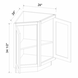 Inset White Shaker BEC24: Base End Corner Full Height Door Cabinet: Assembled Kitchen Cabinets