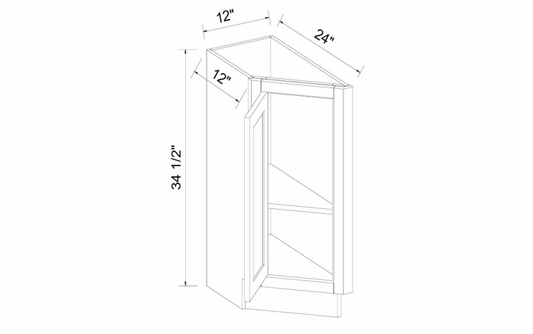 Inset White Shaker BTC12L: Left Base Transitional Cabinet: RTA Kitchen Cabinets