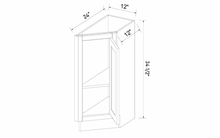 Inset White Shaker BTC12R: Right Base Transitional Cabinet: Assembled Kitchen Cabinets
