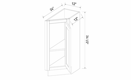 Inset White Shaker BTC12R: Right Base Transitional Cabinet: RTA Kitchen Cabinets