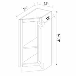 Inset White Shaker BTC12R: Right Base Transitional Cabinet: RTA Kitchen Cabinets