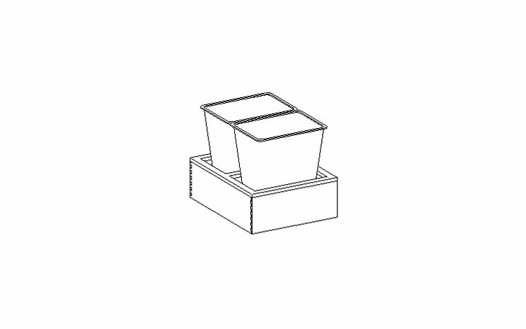 Inset White Shaker BWB21-2: Base Waste Basket Pull-Out With 2 Trash Cans: Assembled Kitchen Cabinets
