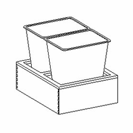 Inset White Shaker BWB21-2: Base Waste Basket Pull-Out With 2 Trash Cans: Assembled Kitchen Cabinets