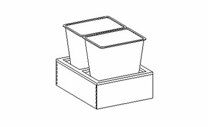 Inset White Shaker BWB21-2: Base Waste Basket Pull-Out With 2 Trash Cans: Assembled Kitchen Cabinets