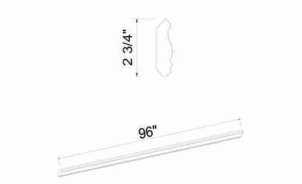 Inset White Shaker CM 1 5/8: 2-3/4" High Crown Molding: RTA Kitchen Cabinets