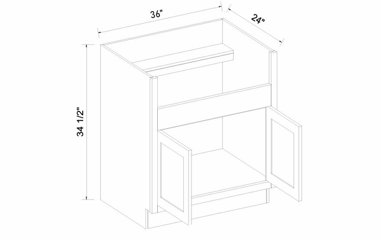 Inset White Shaker FSB36: Farm Sink Base Cabinet: Assembled Kitchen Cabinets