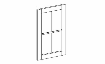 Inset White Shaker GD1530M: Glass Door With Mullion: RTA Kitchen Cabinets