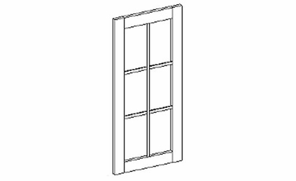 Inset White Shaker GD1536M: Glass Door With Mullion: RTA Kitchen Cabinets