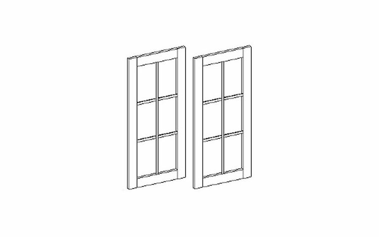 Inset White Shaker GD3036M: 2 Glass Doors With Mullion: RTA Kitchen Cabinets