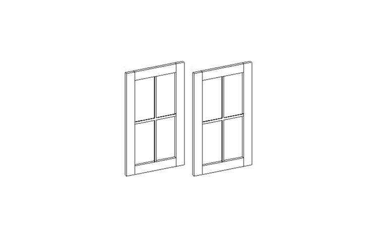 Inset White Shaker GD3330M: 2 Glass Doors With Mullion: Assembled Kitchen Cabinets