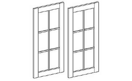 Inset White Shaker GD3336M: 2 Glass Doors With Mullion: RTA Kitchen Cabinets