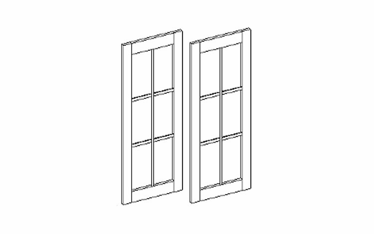 Inset White Shaker GD3342M: 2 Glass Doors With Mullion: Assembled Kitchen Cabinets
