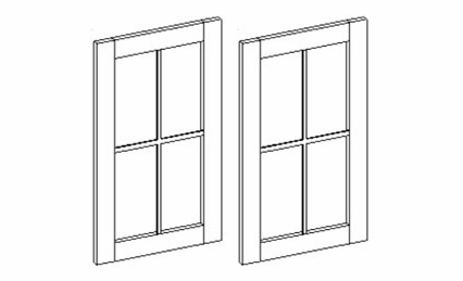 Inset White Shaker GDDC2730M: Glass Door With Mullion For Wall Diagonal Corner Cabinets: RTA Kitchen Cabinets