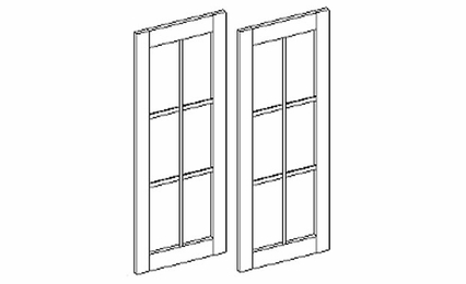 Inset White Shaker GDDC2742M: Glass Door With Mullion For Wall Diagonal Corner Cabinets: RTA Kitchen Cabinets