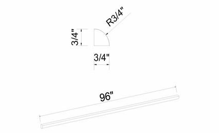 Inset White Shaker QR8: Quarter Round: RTA Kitchen Cabinets