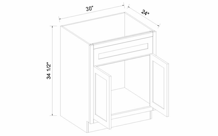 Inset White Shaker SB30: Sink Base Cabinet: Assembled Kitchen Cabinets