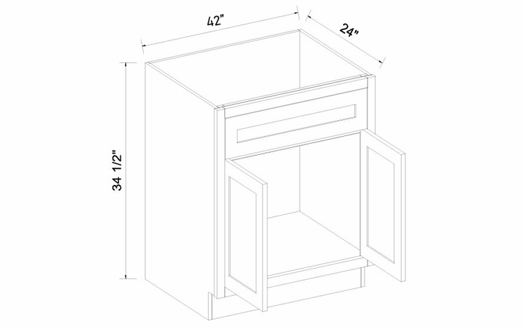 Inset White Shaker SB42: Sink Base Cabinet: RTA Kitchen Cabinets