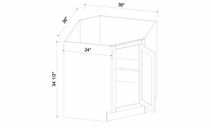 Inset White Shaker SBA36: Sink Base Angle Cabinet: RTA Kitchen Cabinets