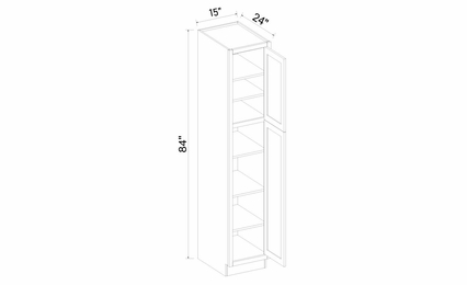 Inset White Shaker TP1584: 2 Door Tall Pantry Cabinet: Assembled Kitchen Cabinets