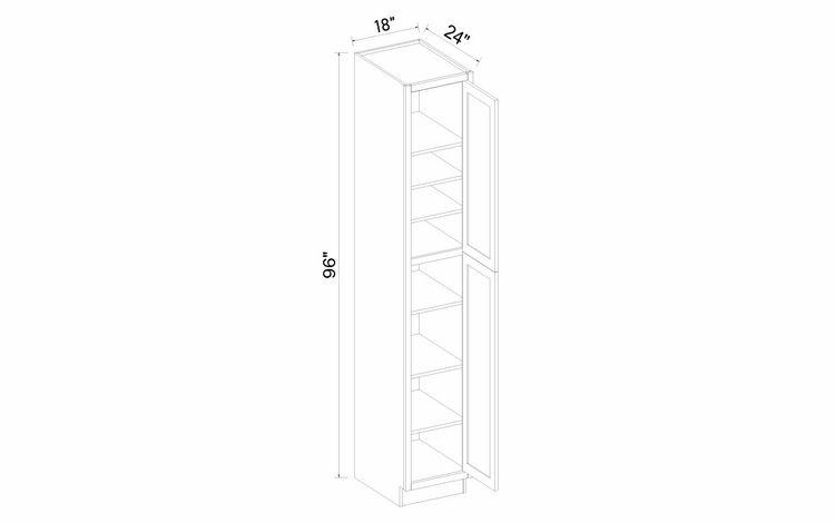 Inset White Shaker TP1896: 2 Door Tall Pantry Cabinet: Assembled Kitchen Cabinets