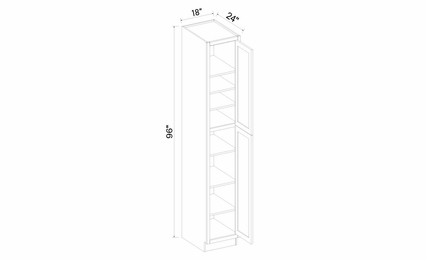 Inset White Shaker TP1896: 2 Door Tall Pantry Cabinet: RTA Kitchen Cabinets