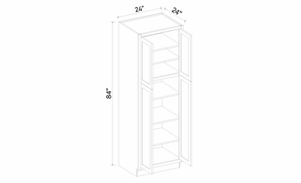 Inset White Shaker TP2484: 4 Door Tall Pantry Cabinet: Assembled Kitchen Cabinets
