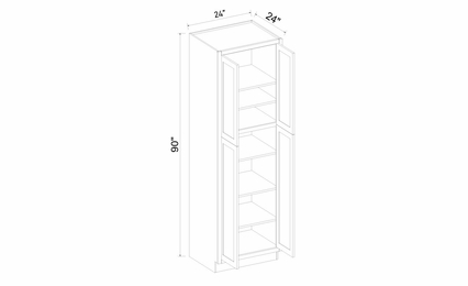 Inset White Shaker TP2490: 4 Door Tall Pantry Cabinet: RTA Kitchen Cabinets