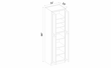 Inset White Shaker TP2496: 4 Door Tall Pantry Cabinet: RTA Kitchen Cabinets
