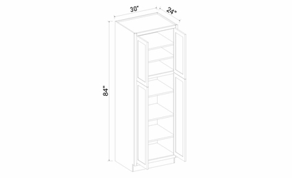 Inset White Shaker TP3084: 4 Door Tall Pantry Cabinet: RTA Kitchen Cabinets