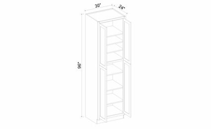 Inset White Shaker TP3096: 4 Door Tall Pantry Cabinet: Assembled Kitchen Cabinets