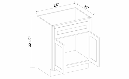 Inset White Shaker V2421: Double Door Vanity Base Cabinet: RTA Kitchen Cabinets