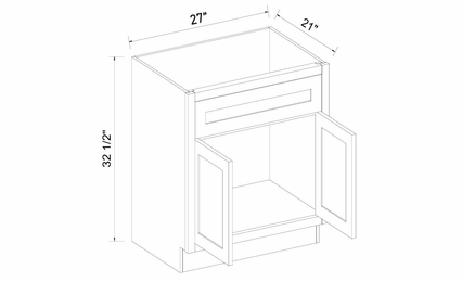 Inset White Shaker V2721: Double Door Vanity Base Cabinet: RTA Kitchen Cabinets