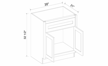 Inset White Shaker V3021: Double Door Vanity Base Cabinet: Assembled Kitchen Cabinets