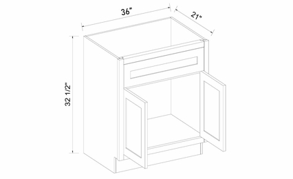 Inset White Shaker V3621: Double Door Vanity Base Cabinet: RTA Kitchen Cabinets