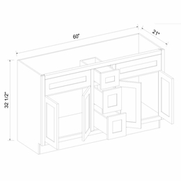 Inset White Shaker VCD6021: Center, Right & Left Side Drawer Vanity Cabinet: RTA Kitchen Cabinets