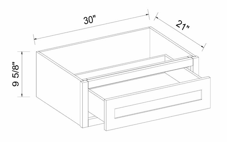 Inset White Shaker VD30: Vanity Drawer Box (Single Drawer): RTA Kitchen Cabinets