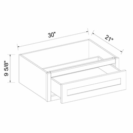 Inset White Shaker VD30: Vanity Drawer Box (Single Drawer): RTA Kitchen Cabinets