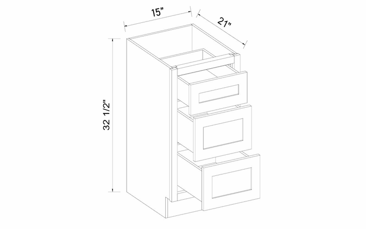 Inset White Shaker VDB1521: Vanity Drawer Base Cabinet: Assembled Kitchen Cabinets