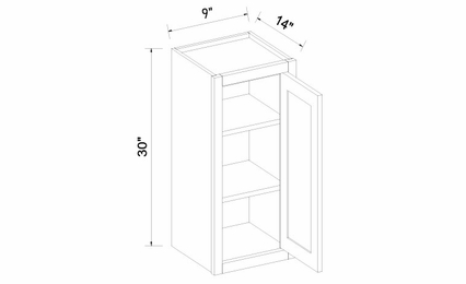 Inset White Shaker W0930: Single Door Wall Cabinet: RTA Kitchen Cabinets