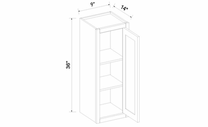 Inset White Shaker W0936: Single Door Wall Cabinet: Assembled Kitchen Cabinets