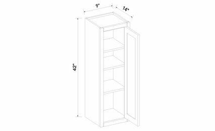 Inset White Shaker W0942: Single Door Wall Cabinet: RTA Kitchen Cabinets