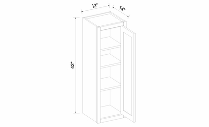 Inset White Shaker W1242: Single Door Wall Cabinet: Assembled Kitchen Cabinets