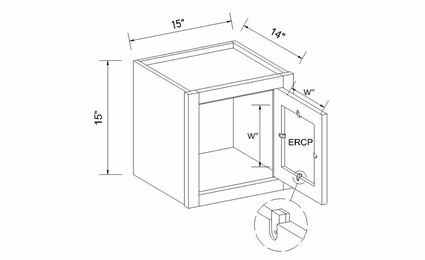 Inset White Shaker W1515: Single Door Wall Cabinet: Assembled Kitchen Cabinets
