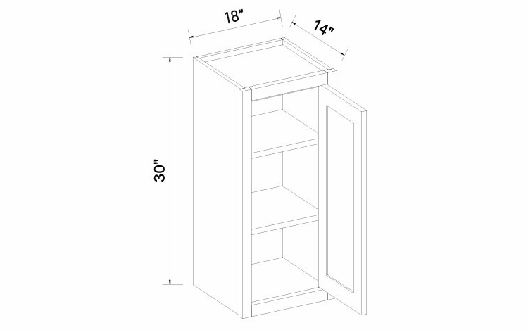 Inset White Shaker W1830: Single Door Wall Cabinet: RTA Kitchen Cabinets