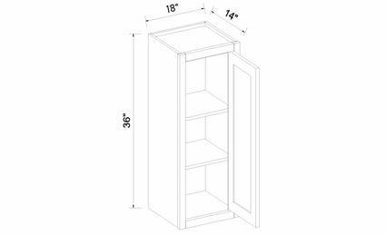 Inset White Shaker W1836: Single Door Wall Cabinet: RTA Kitchen Cabinets