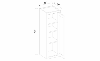 Inset White Shaker W1842: Single Door Wall Cabinet: RTA Kitchen Cabinets