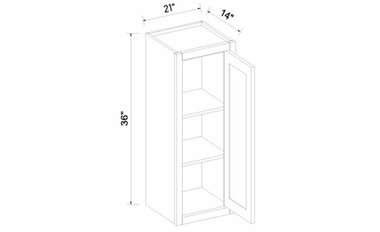 Inset White Shaker W2136: Single Door Wall Cabinet: RTA Kitchen Cabinets