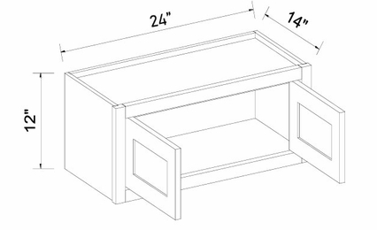 Inset White Shaker W2412: Double Door Wall Cabinet: Assembled Kitchen Cabinets