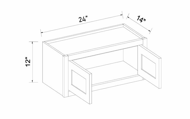 Inset White Shaker W2412: Double Door Wall Cabinet: RTA Kitchen Cabinets