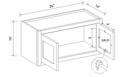 Inset White Shaker W2415: Double Door Wall Cabinet: RTA Kitchen Cabinets